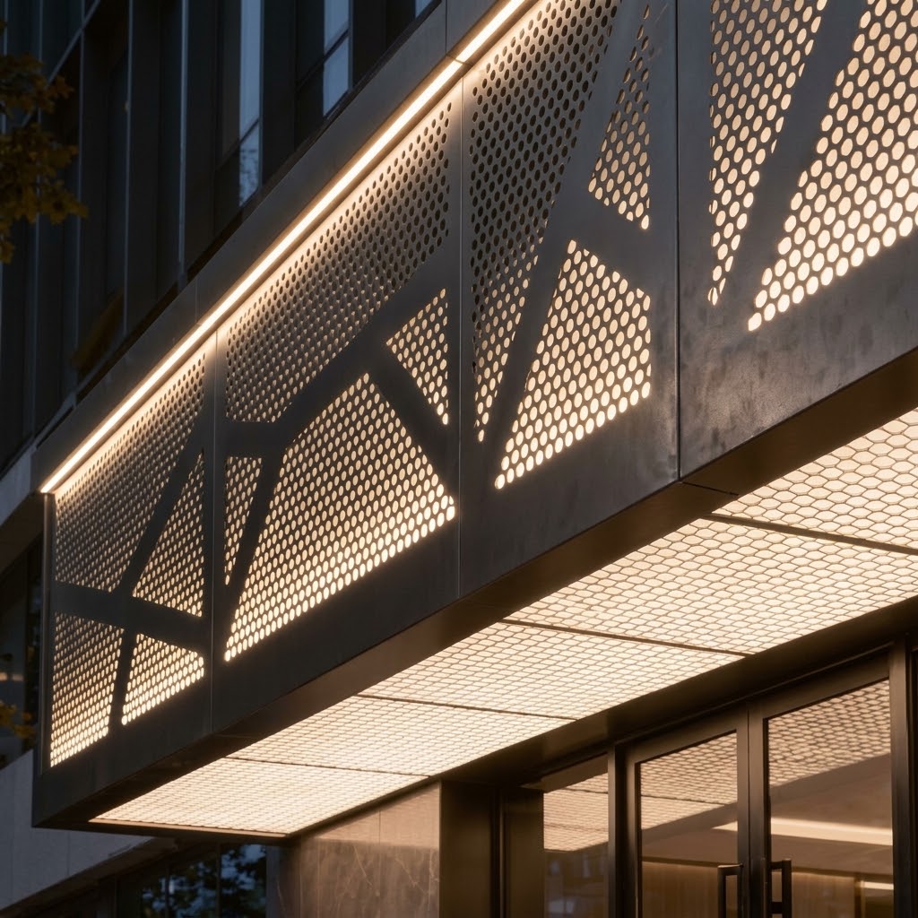 backlit perforated metal panel